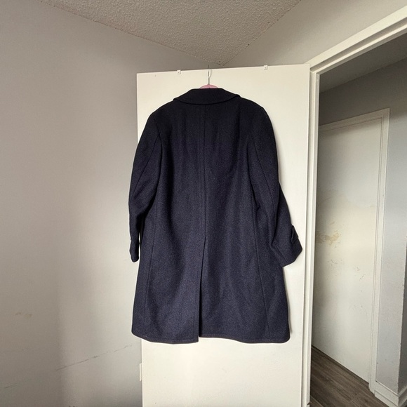 Classic Men's overcoat navy blue vintage pure new wool - Picture 2 of 12